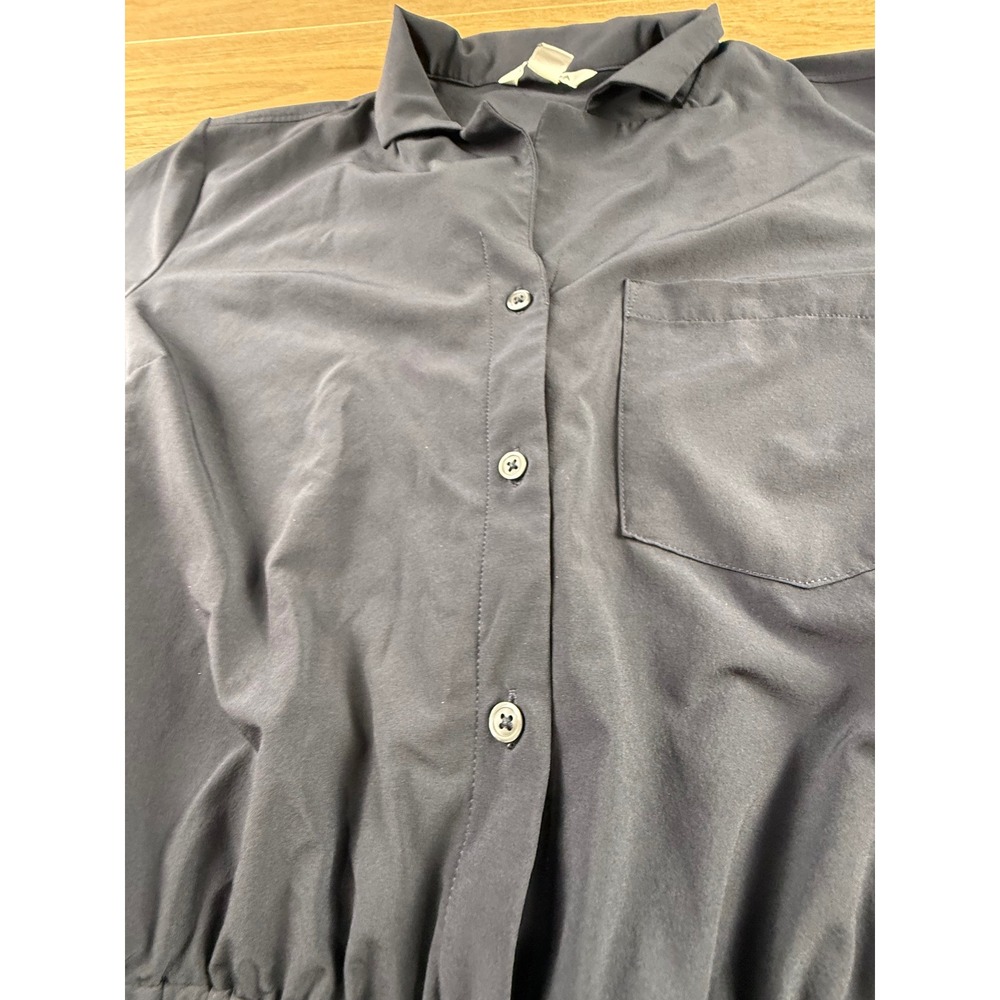 Athleta Women's Avenue Romper Navy Blue Size L TALL Button Front Collared - Picture 10 of 14